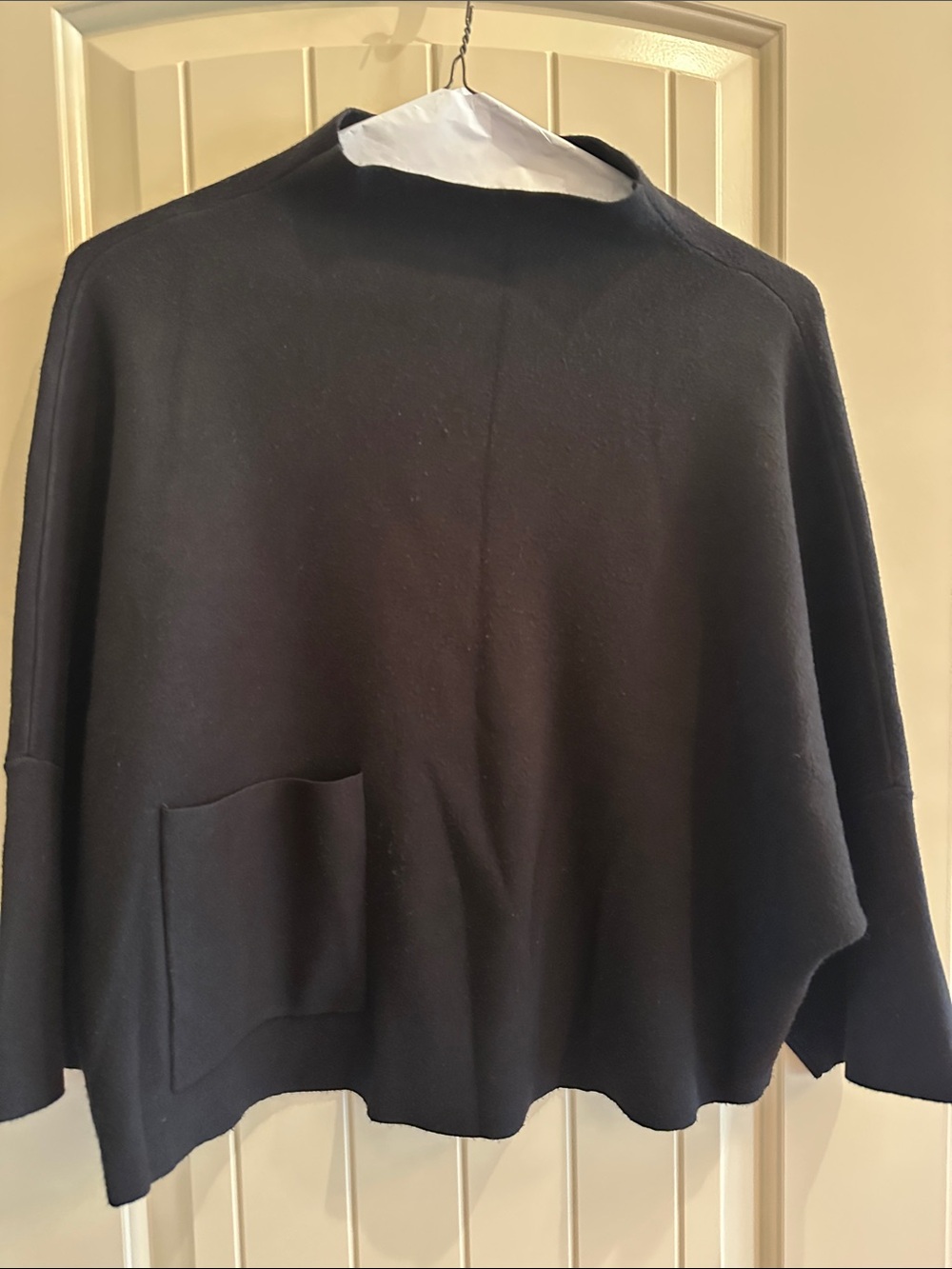 Womend Black Relaxed Pocket Sweater